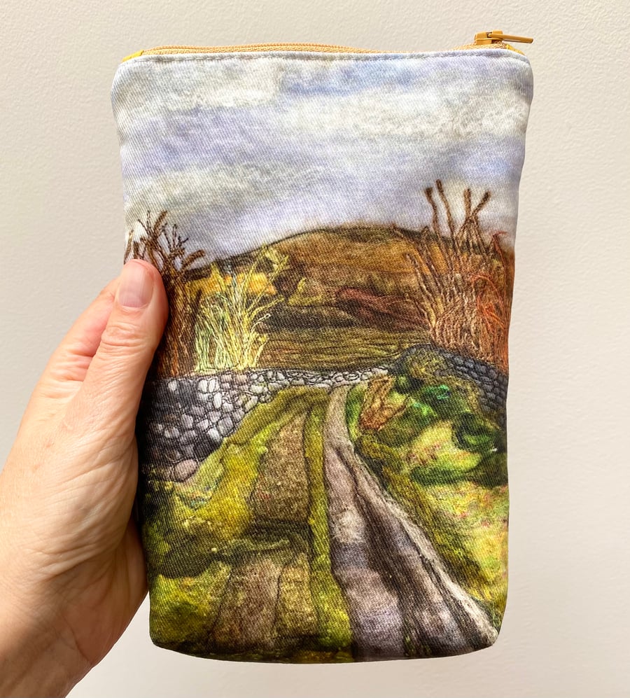 Country lane makeup, Jewellery, toiletries bag, pencil case or kindle pouch.