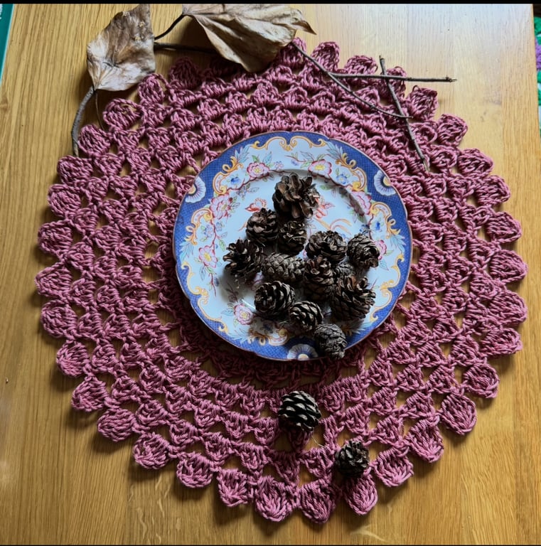 The Petal Placemat Dusky Pink Crochet