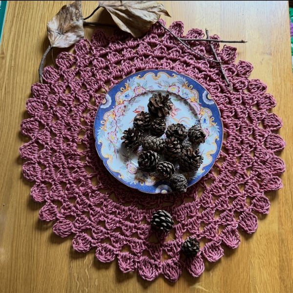 The Petal Placemat Dusky Pink Crochet
