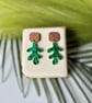 Walnut and Forest Green Matisse Inspired Earrings - Image 1