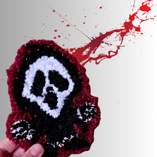 Ghost Face Punch Needle Mug Rug Coaster 