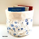 Fabric Tub Storage Basket - Blue Floral (medium)