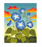 301 - Morning Glory Blue Flowers Sunrise Meadow Cross Stitch Pattern (PDF Chart) - Image 1