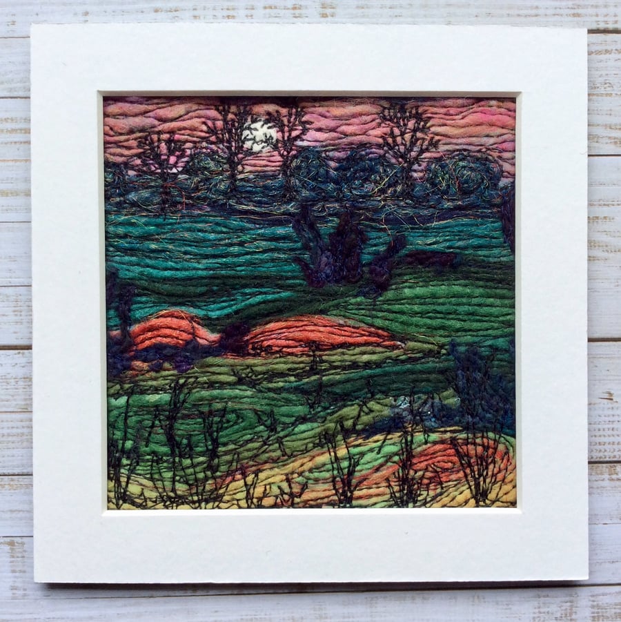 Moonlit needle felted Landscape. 