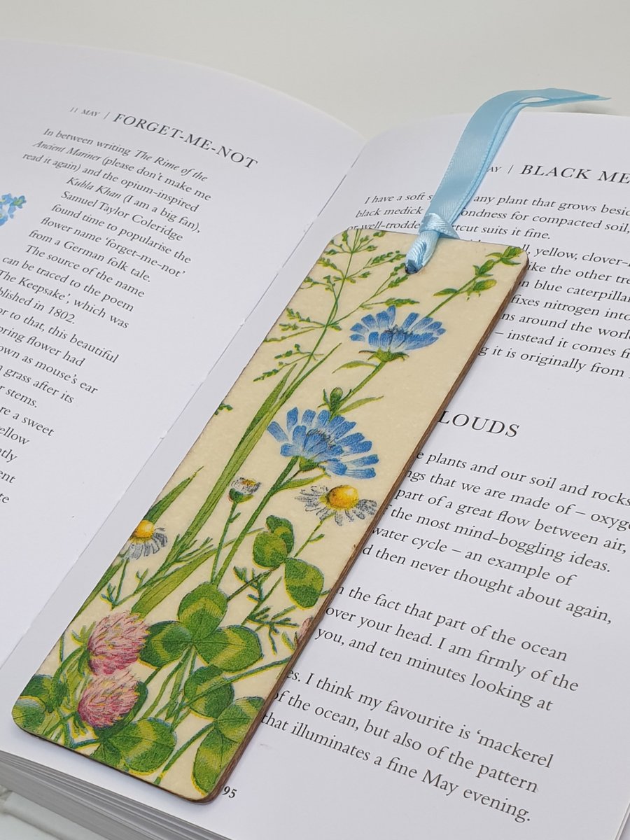 Floral wooden bookmark, flowers, gift for her