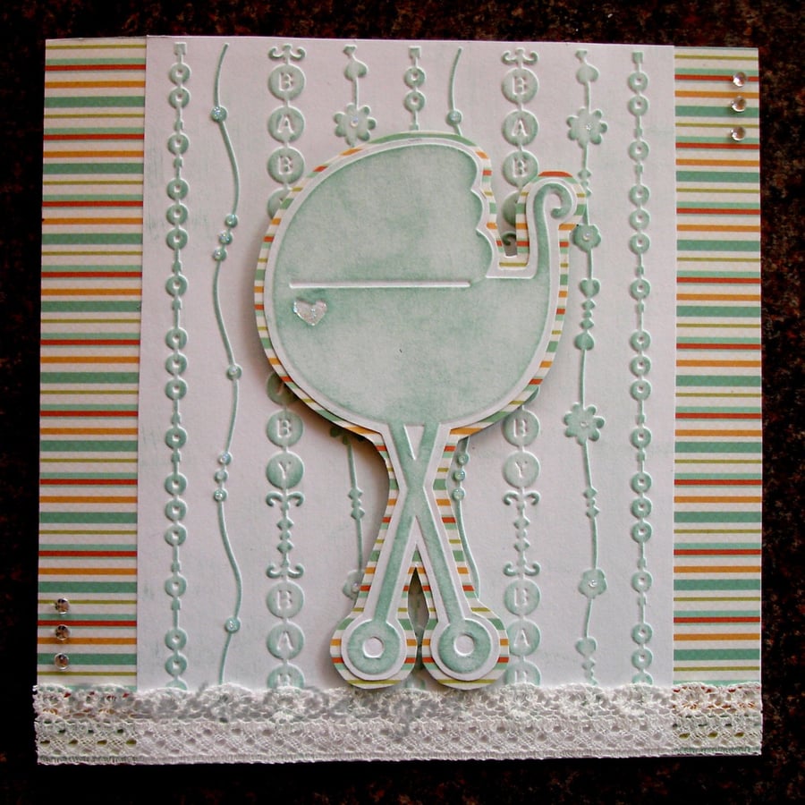 Handmade Baby Card with Pram