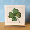 Patterned Four leaf Clover printed card. 