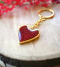 Red Sparkly Heart Keyring - Gold Edition