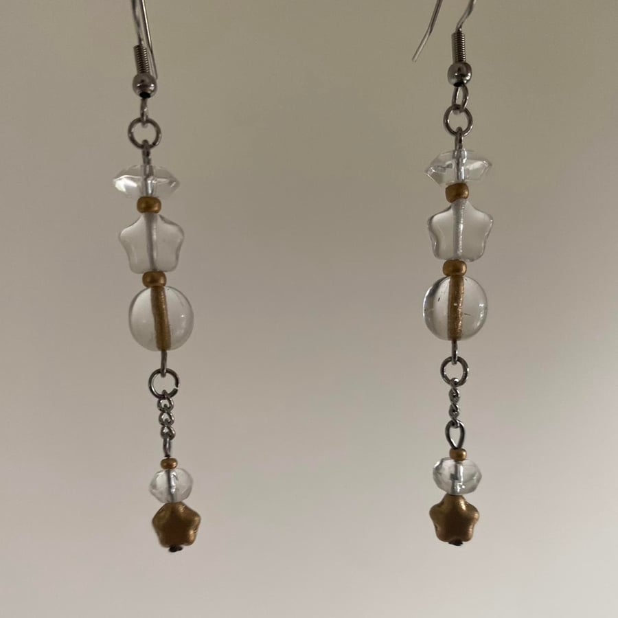 Cassie - celestial clear and gold earrings
