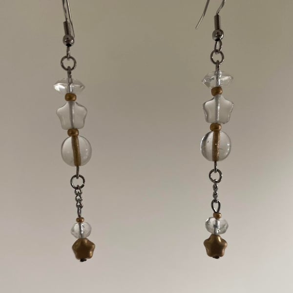 Cassie - celestial clear and gold earrings