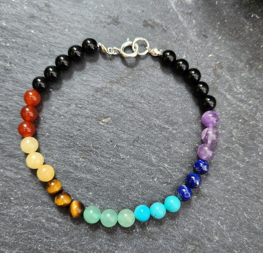 7 Chakra bracelet with sterling silver