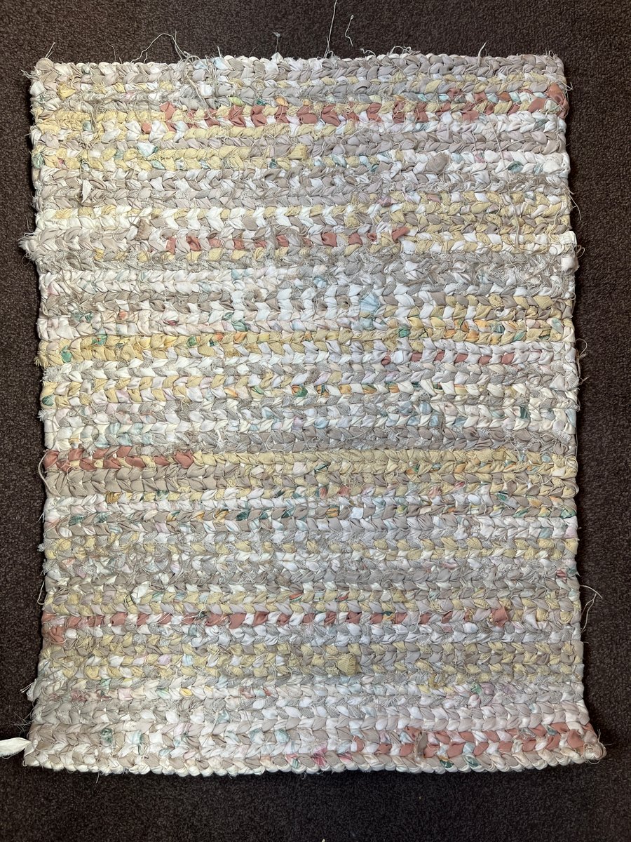 Neutral white, cream and beige rag rug