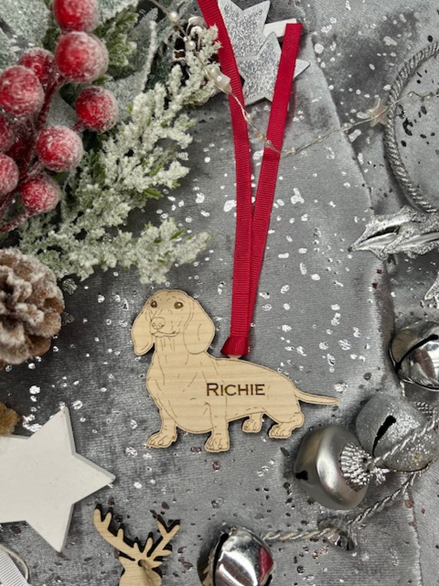 Dachshund Personalised Dog Decoration, Dog Lovers, Pet Christmas