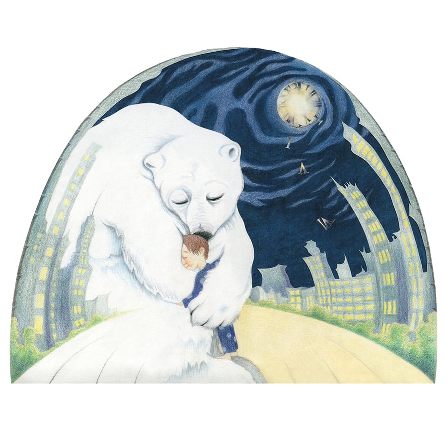 Polar Bear Art Print "The Hug" -  limited edition, magical childhood Art 