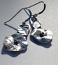 Silver flower and leaf earrings - Image 2