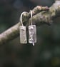 Textured Eco Silver Rectangle Drop Earrings - Image 1