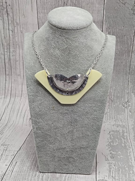 Recycled Aluminium Drink Can Base, Cream Acrylic Shape Necklace Pendant