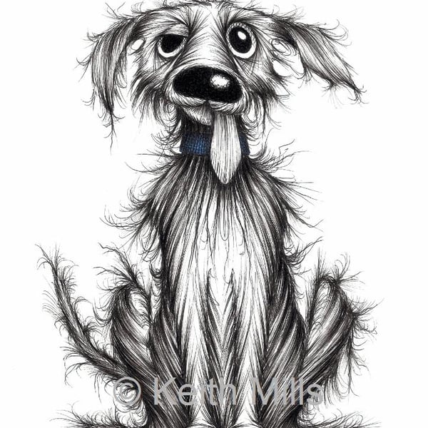 Bad dog Print A4 size picture Happy doggie with sticky out tongue who's naughty