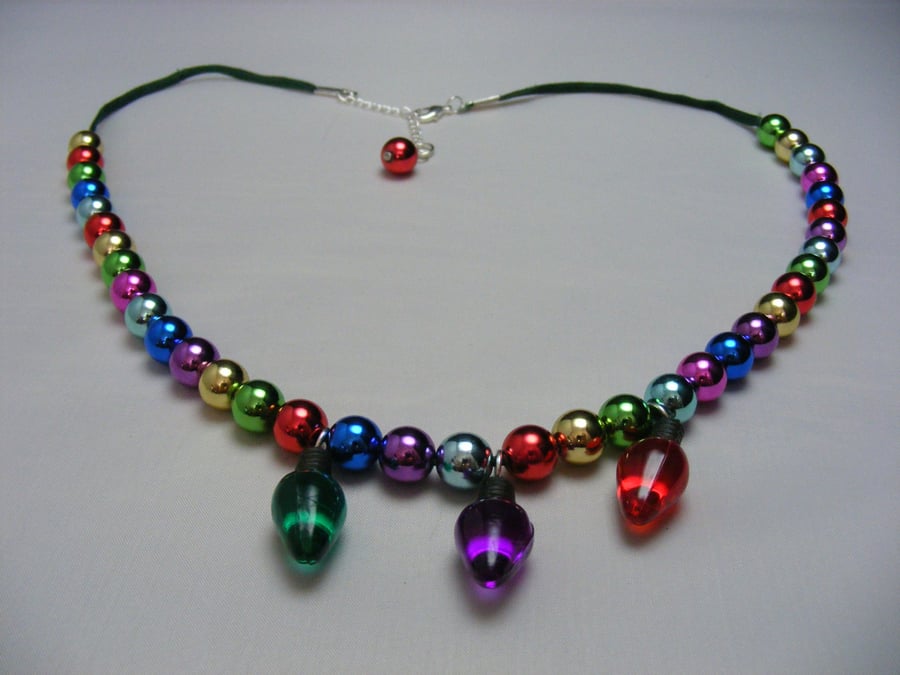 Bauble and Lights Christmas Necklace
