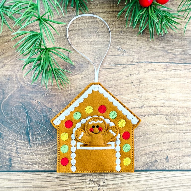 Ginger in a Gingerbread House Christmas Hanging Decorations Personalised Gift