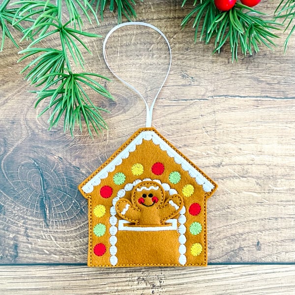 Ginger in a Gingerbread House Christmas Hanging Decorations Personalised Gift