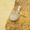 Tiny silver Rainbow Moonstone Pendant. June birthstone.