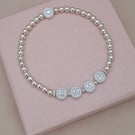 Personalised Name Bracelet with Heart Bead, Silver Stretch Bracelet
