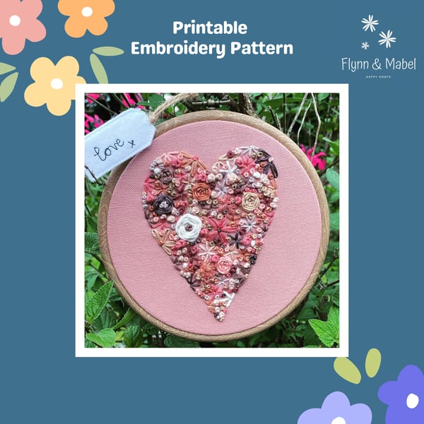 Heart Printable Embroidery Pattern