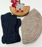Gift Set - Navy Blue Hiking Mitts & Acorn Beret Hat  - Image 1