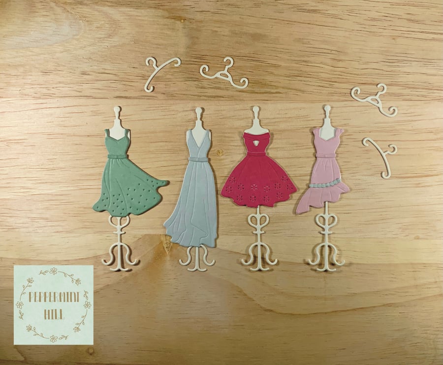 Die cut dresses for card making, scrapbooking, journalling