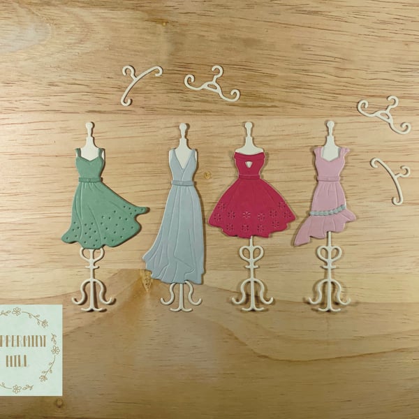 Die cut dresses for card making, scrapbooking, journalling