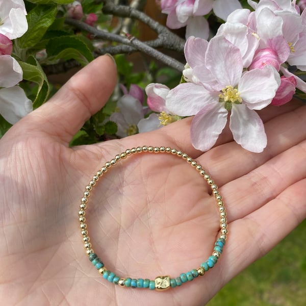 Bracelet with Gold Filled and Turquoise Beads and 