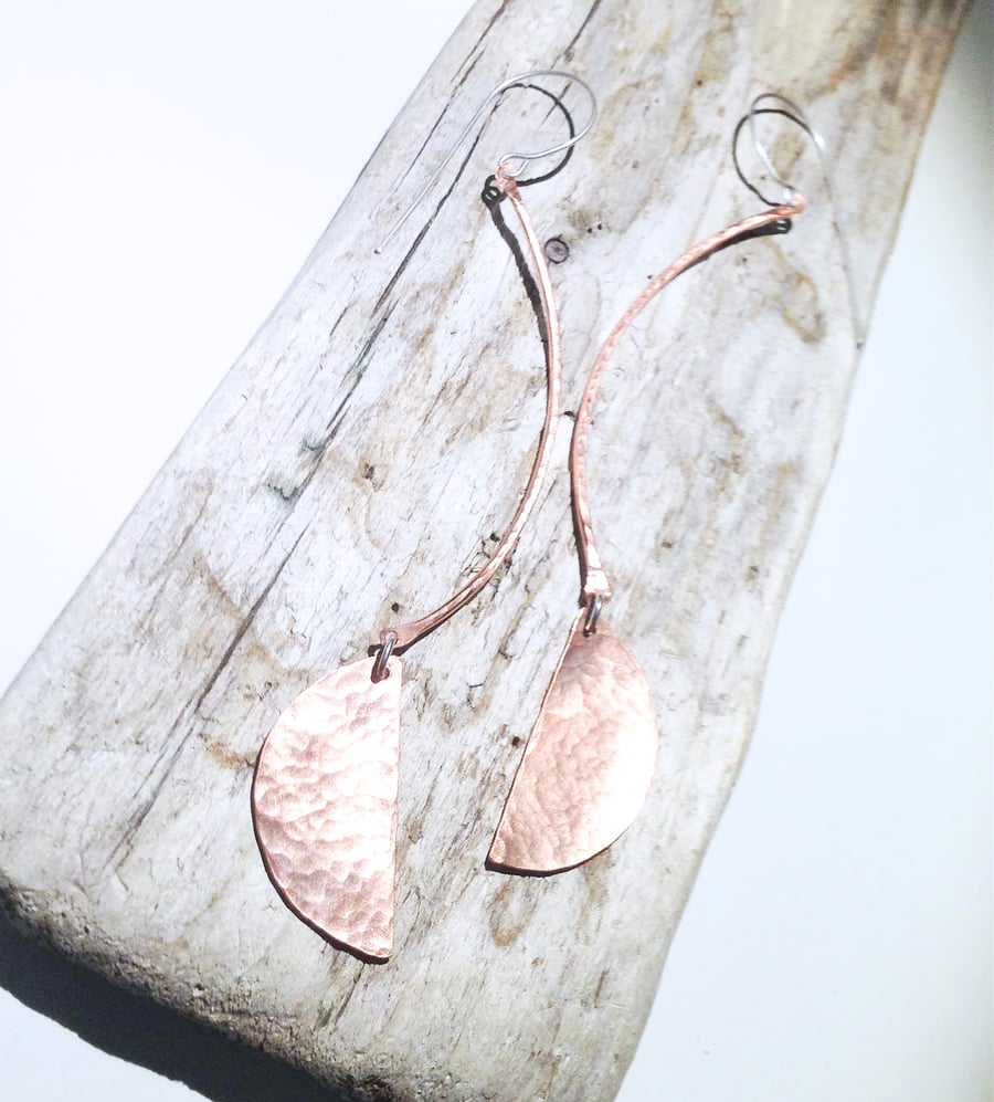 Long Copper Statement Earrings (ERCUDGLG1) - UK Free Post