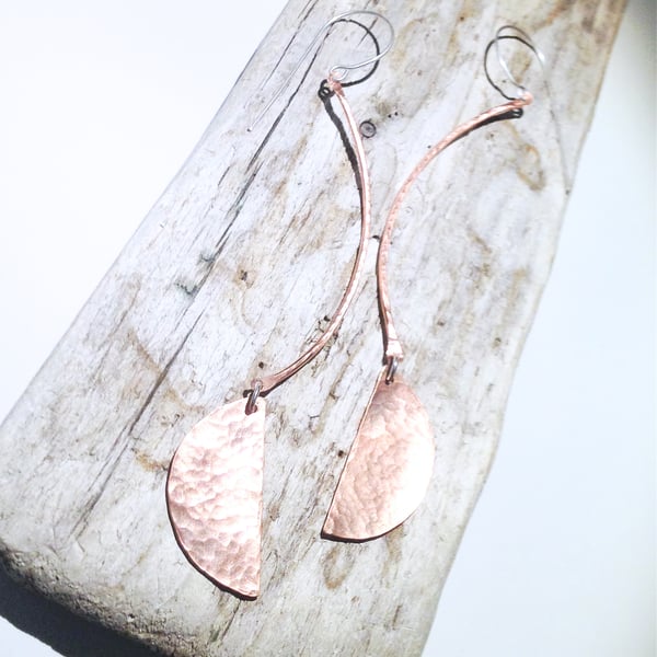 Long Copper Statement Earrings (ERCUDGLG1) - UK Free Post