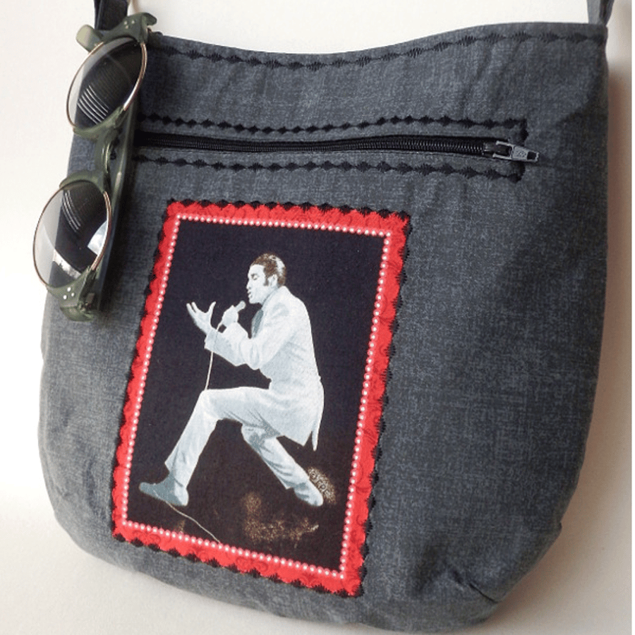 Unique, one-off, Elvis Presley crossbody bag with adjustable strap