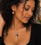 Coral and White Fused Glass French Drop Earrings and Pendant Set - Image 1