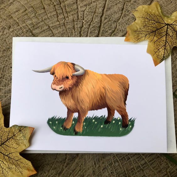 Highland Cow Blank Greeting Card