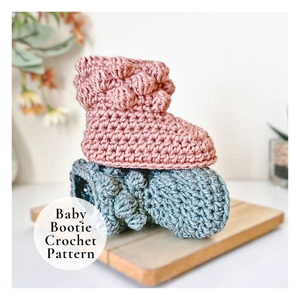 Crochet Baby Booties Pattern – Bobble Cuff PDF Newborn to 6 Months