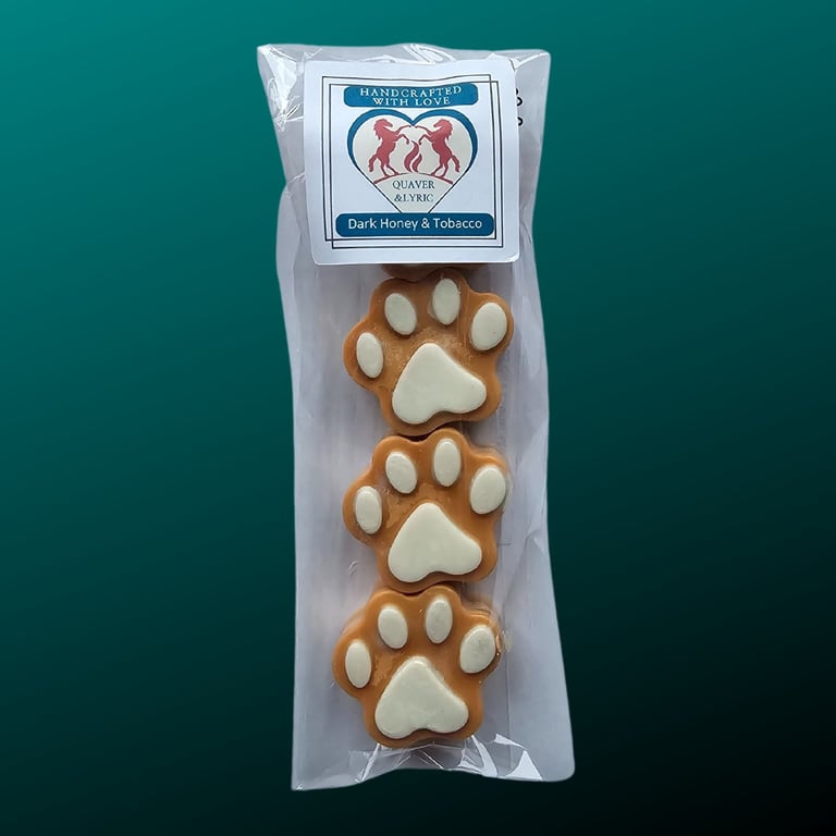 Scented Soy Wax Melt Paws Two Tone 4 Pack Dark Honey and Tobacco Gift
