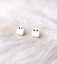 white ghost polymer clay earrings - handmade - halloween earrings - lightweight. - Image 1