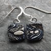 Seashore ceramic and sterling silver drop earrings 