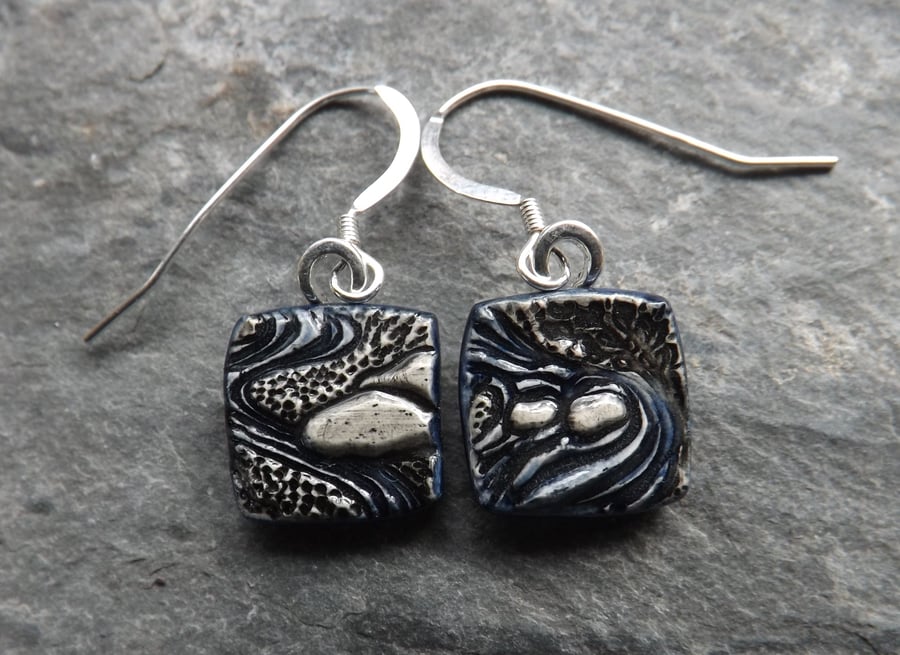 Seashore ceramic and sterling silver drop earrings 