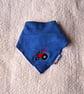 Tractor, dribble bib, hand embroidered