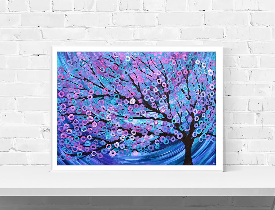 Pink & Purple Abstract Tree Print