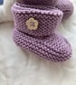 Hand knitted ‘Lily’ Baby Girl’s Booties (0-3 months) - Image 3