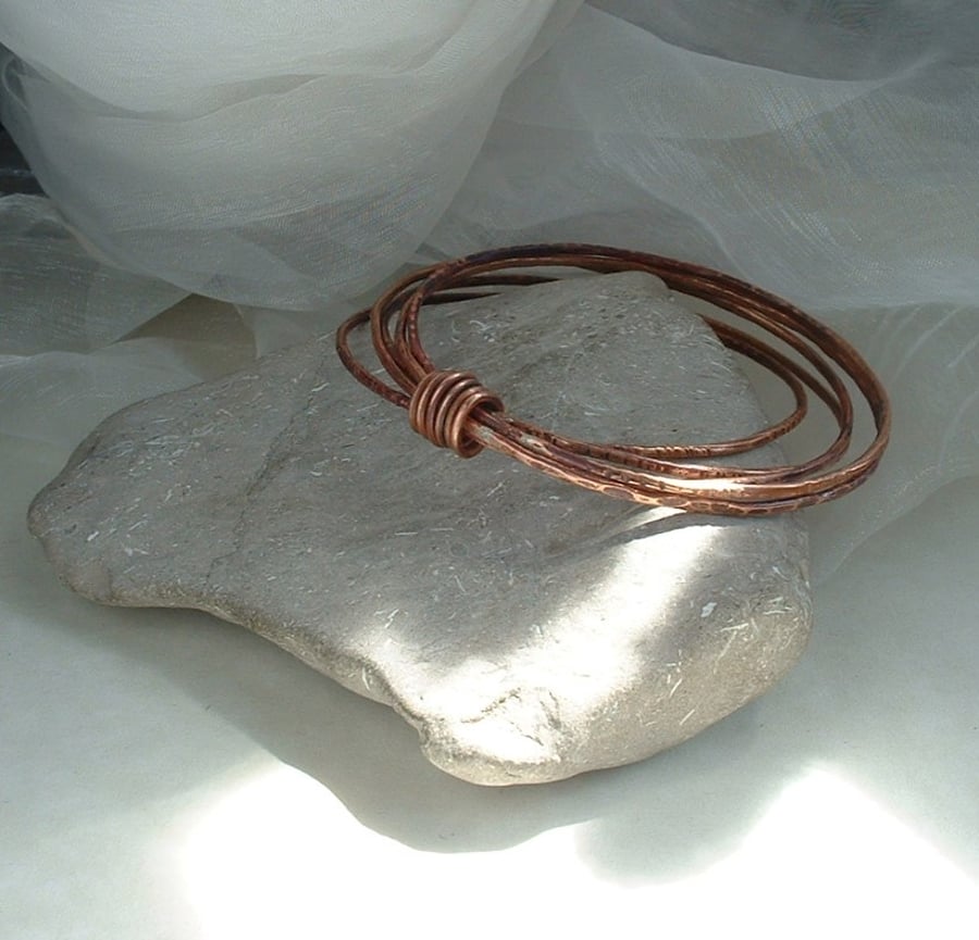 Rustic Textured Unisex Copper Bangles