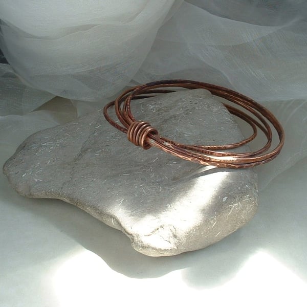 Rustic Textured Unisex Copper Bangles