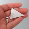 Silver Glitter Wooden Triangle Geometric Brooch