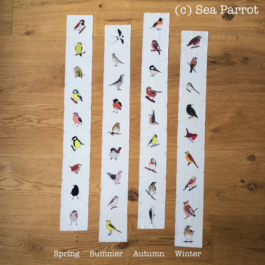 Four seasons bird fabric strips