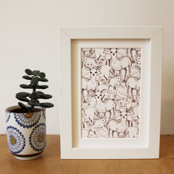 Woodland, A6 Print, with mount and in either white or black frame.